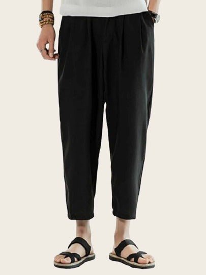 SHEIN Drawstring Solid Black PJ Pants - Negative Apparel