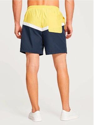 SHEIN Drawstring Waist Color-block Shorts - Negative Apparel