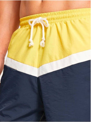 SHEIN Drawstring Waist Color-block Shorts - Negative Apparel