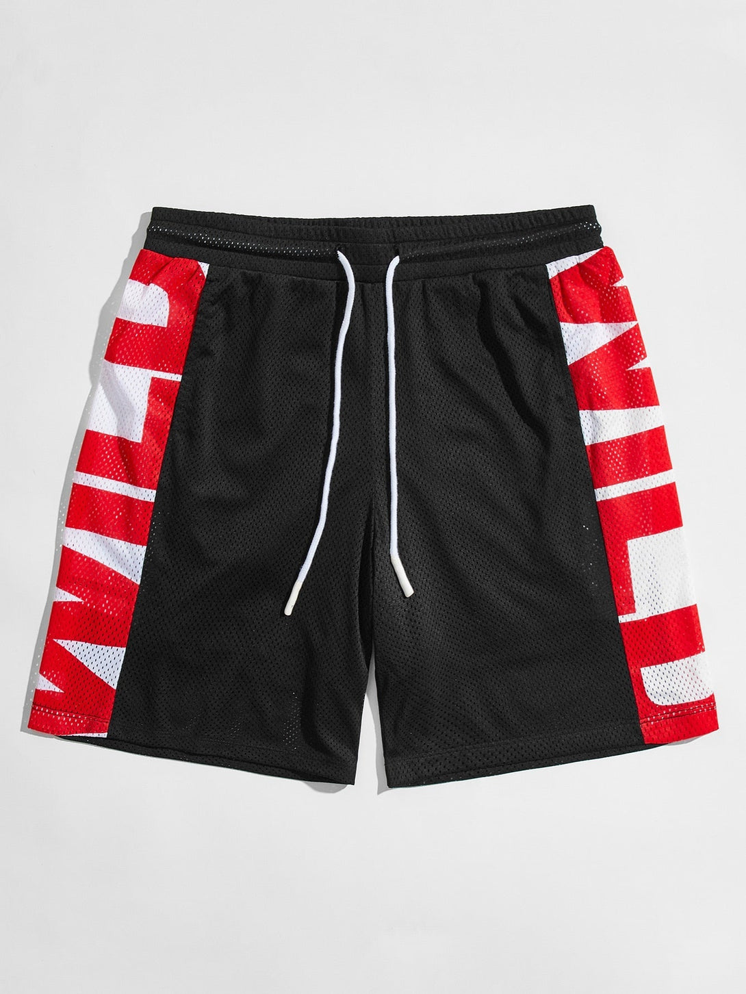 SHEIN Drawstring Waist Letter Graphic Shorts - Negative Apparel