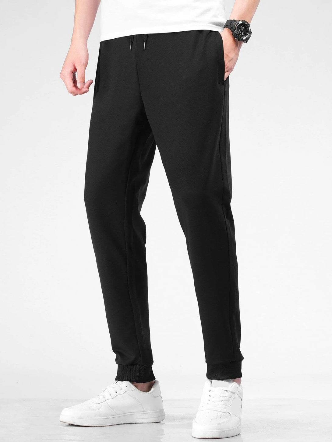 SHEIN Drawstring Waist Tapered Pants - Negative Apparel