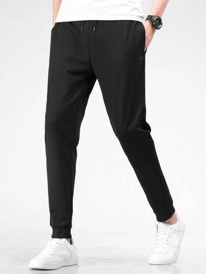SHEIN Drawstring Waist Tapered Pants - Negative Apparel