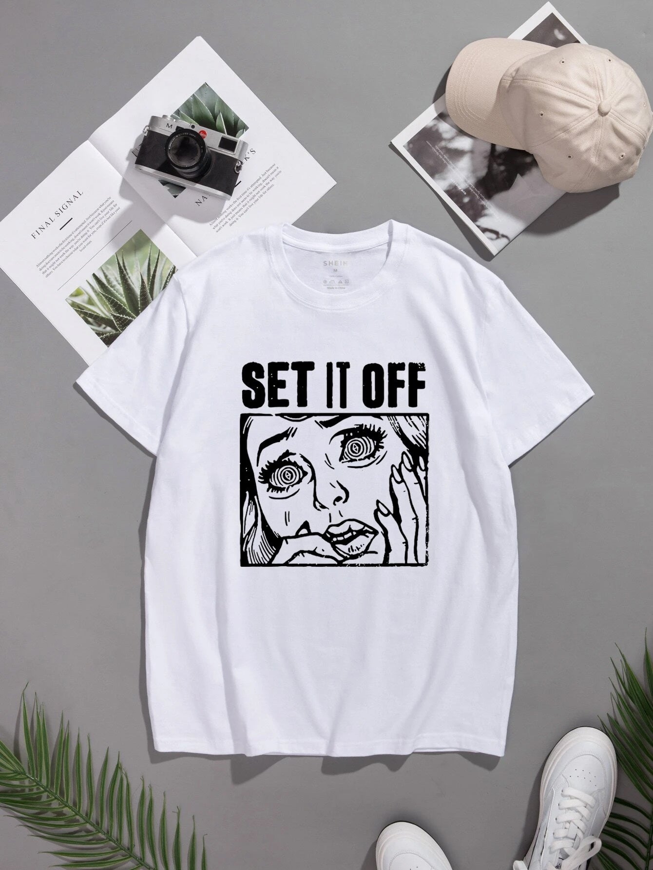 SHEIN Figure and Slogan T-Shirt - Negative Apparel