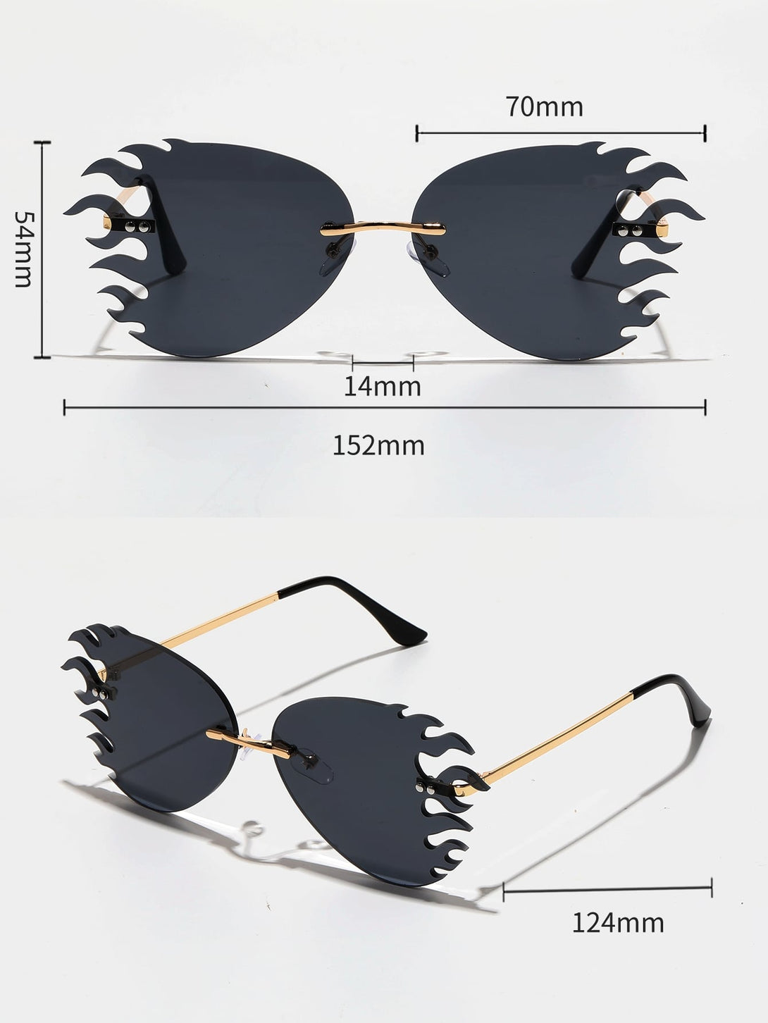 SHEIN Fire Lens Rimless Fashion Glasses With Case - Negative Apparel