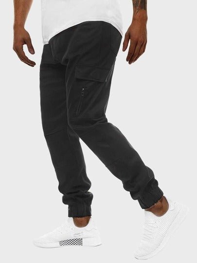 SHEIN Flap Pockets with Zip Drawstring Grey Sweatpants - Negative Apparel