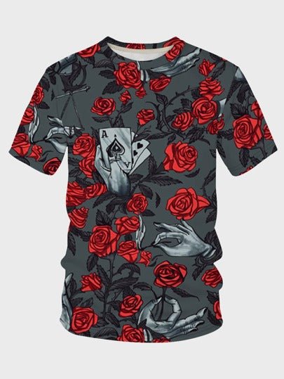 SHEIN Floral and Deck Print Tee - Negative Apparel