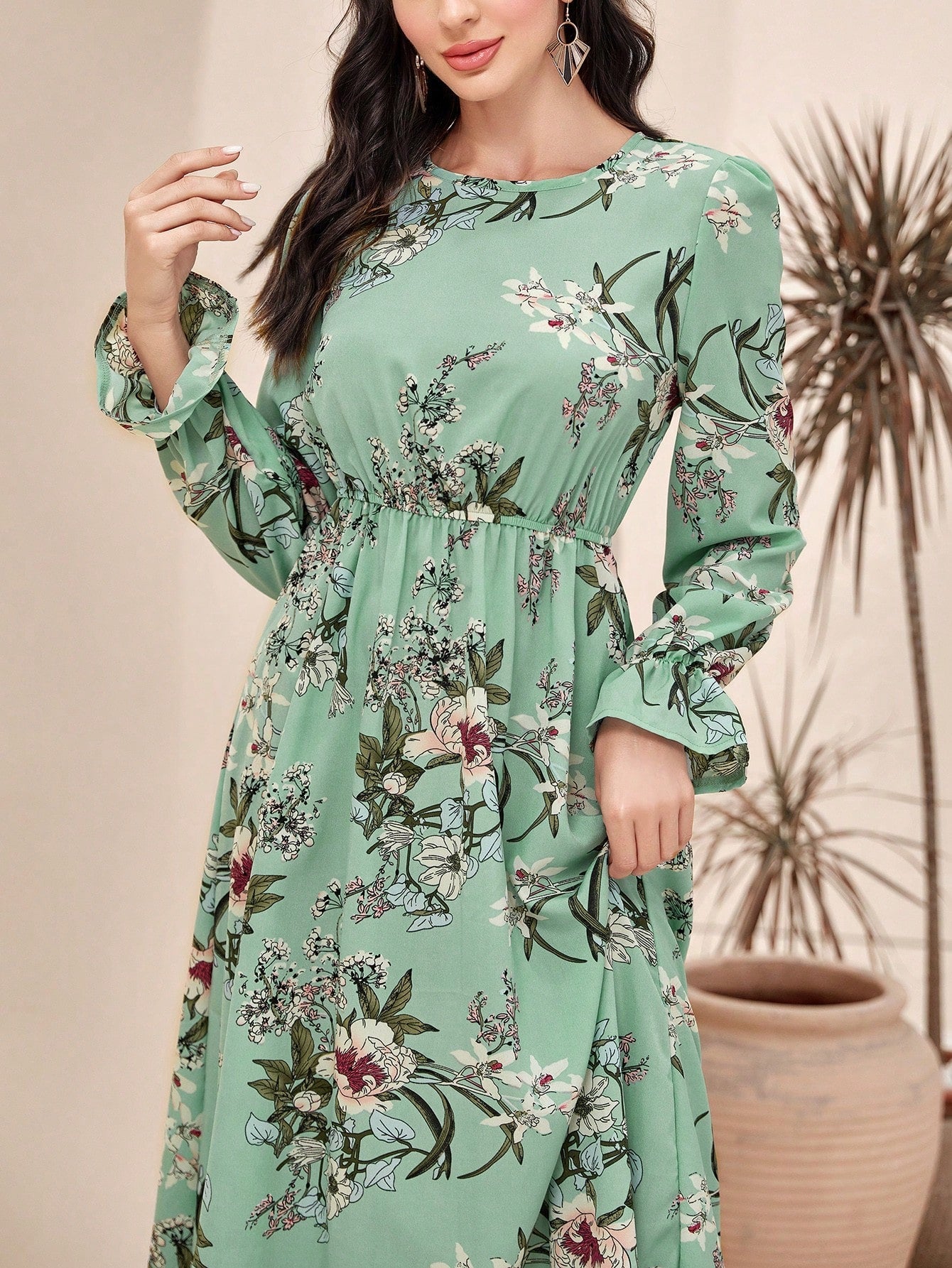 Allover Floral Print A-line Dress, SHEIN EUQS