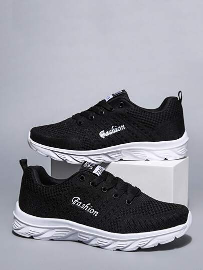 SHEIN Front Lace-up Running Sneakers - Negative Apparel
