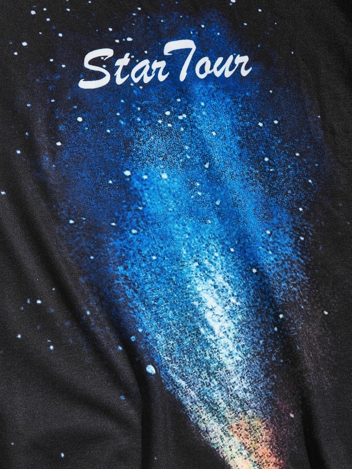 SHEIN Galaxy Print Graphic Tee - Negative Apparel