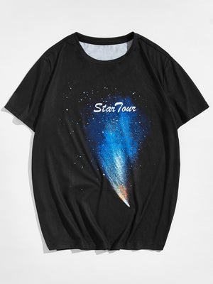 SHEIN Galaxy Print Graphic Tee - Negative Apparel