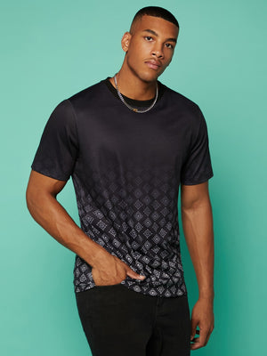 SHEIN Geo Pattern Print Tee - Negative Apparel