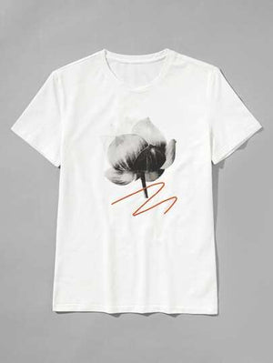 SHEIN Graphc Flower Print Tee - Negative Apparel