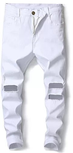 SHEIN hemiks Men Slim Denim Jeans - White - Negative Apparel