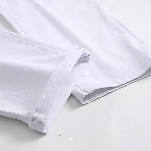 SHEIN hemiks Men Slim Denim Jeans - White - Negative Apparel