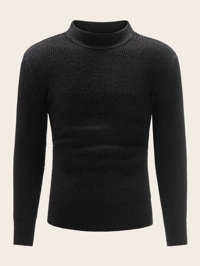 SHEIN High Neck Ribbed Knit Sweater - Negative Apparel