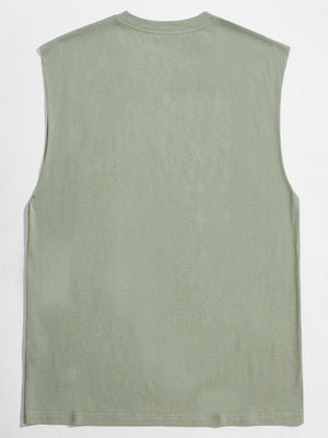 SHEIN Letter Graphic Mint Green Tank Top - Negative Apparel