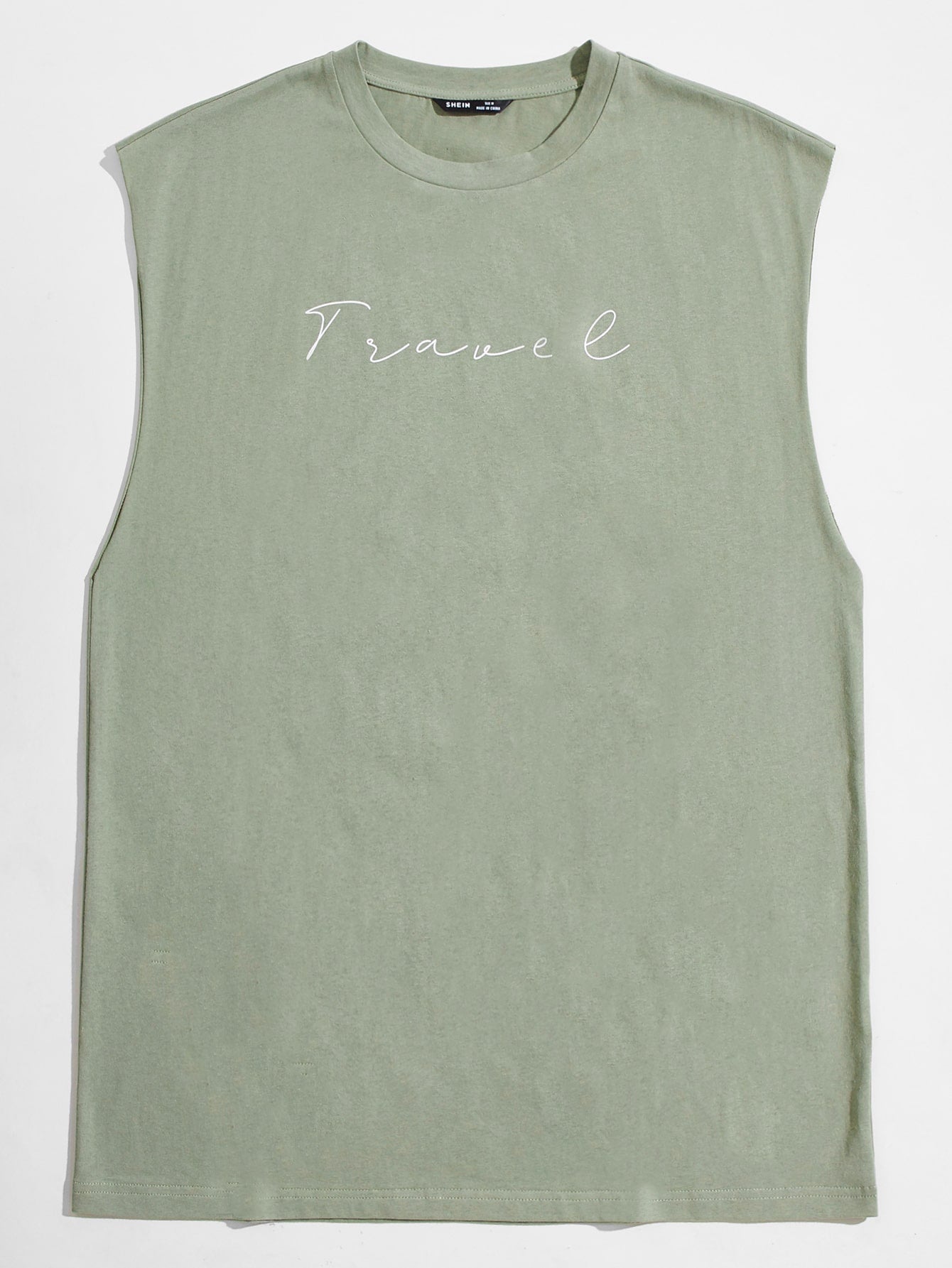 SHEIN Letter Graphic Mint Green Tank Top - Negative Apparel