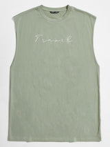 SHEIN Letter Graphic Mint Green Tank Top - Negative Apparel