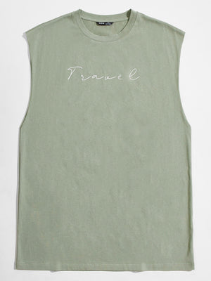 SHEIN Letter Graphic Mint Green Tank Top - Negative Apparel