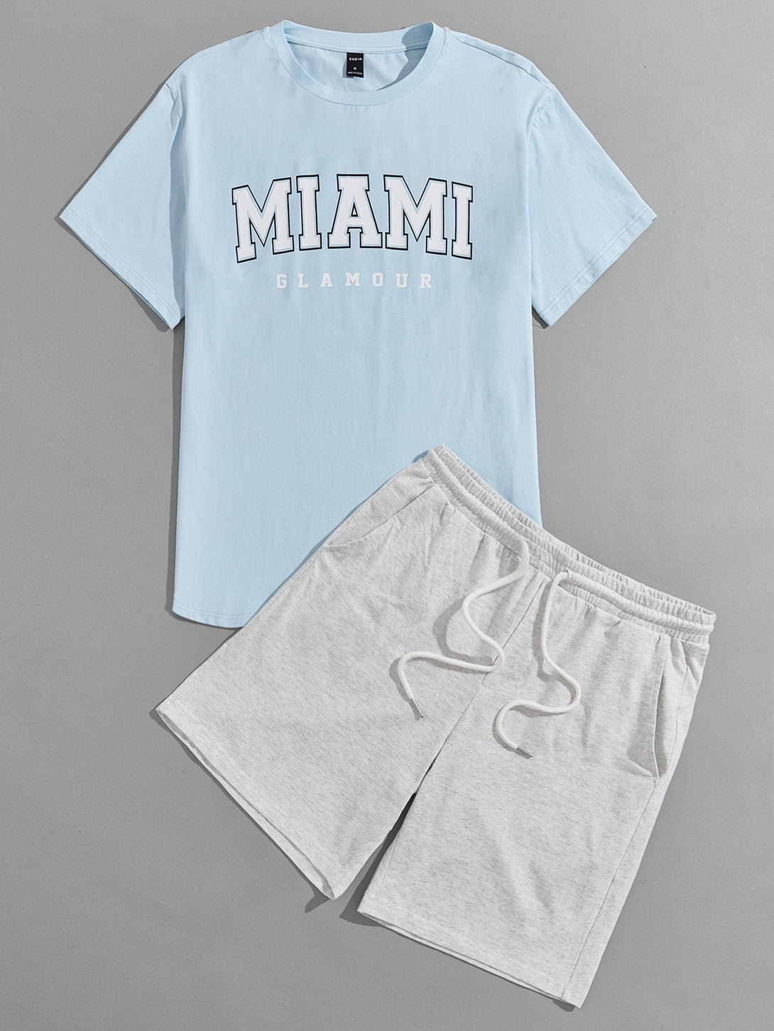 SHEIN Letter Graphic Top & Track Shorts Set - Negative Apparel
