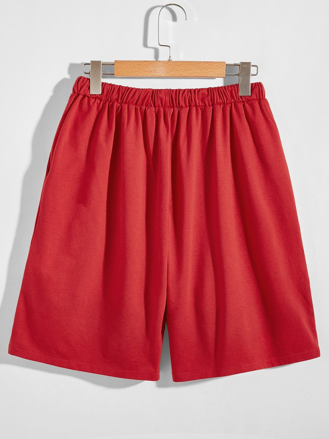 SHEIN Letter Patched Detail Colorblock Drawstring Waist Shorts - Negative Apparel