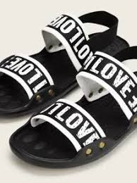SHEIN Letter Print Black Sports Sandals - Negative Apparel