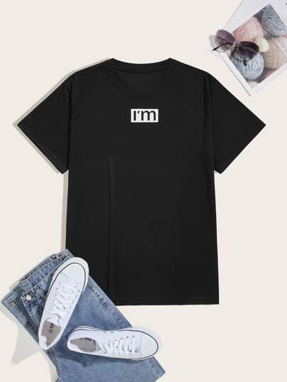 SHEIN Letter Print T-Shirts & Tanks - Negative Apparel