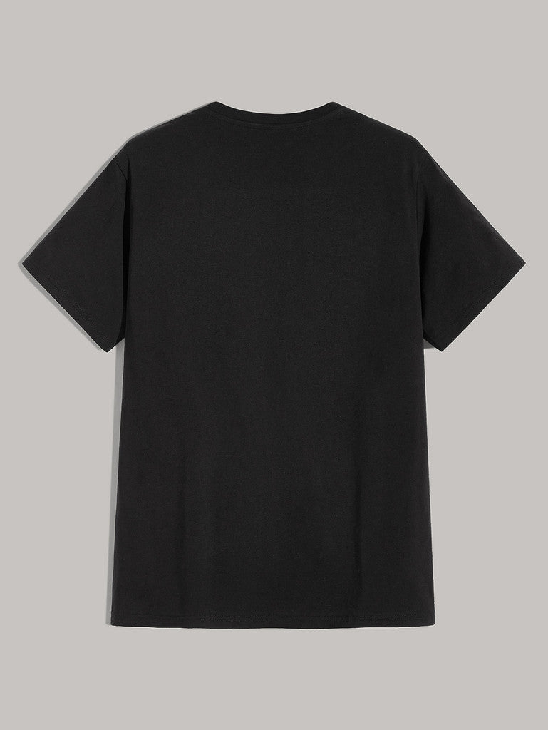 SHEIN Letter Printed Black Tee - Negative Apparel