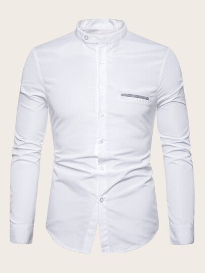 SHEIN Mandarin Collar Men Shirt - Negative Apparel