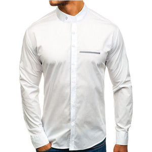 SHEIN Mandarin Collar Men Shirt - Negative Apparel