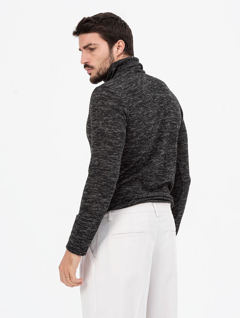 SHEIN Marled Knit Turtleneck Thermal Lined Sweater - Negative Apparel