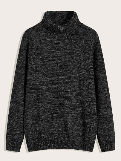 SHEIN Marled Knit Turtleneck Thermal Lined Sweater - Negative Apparel