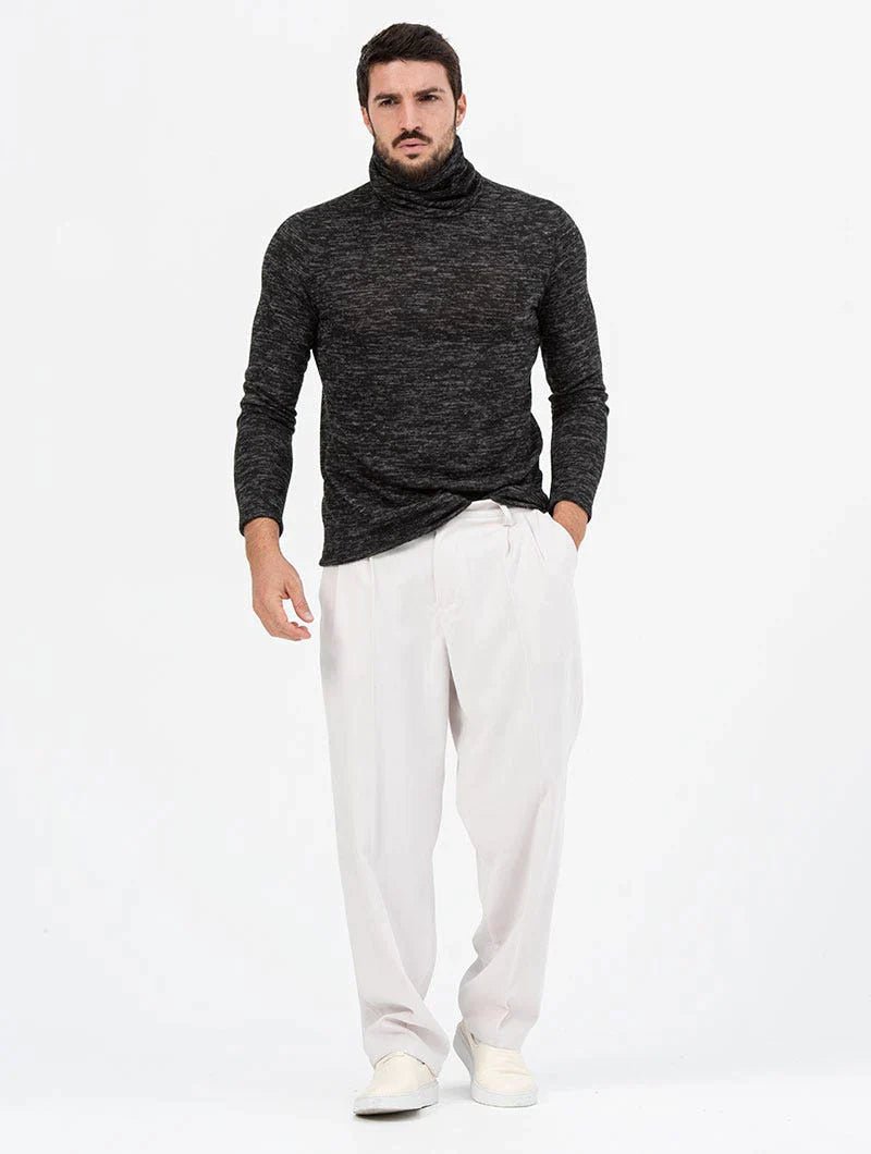 SHEIN Marled Knit Turtleneck Thermal Lined Sweater - Negative Apparel