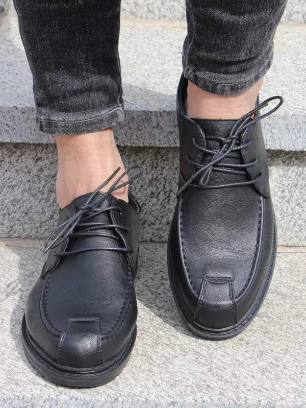 SHEIN Men Lace-up Front Oxford Shoes - Negative Apparel