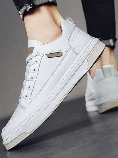 SHEIN Men Textured Lace-Up Front Skate Shoes - Negative Apparel