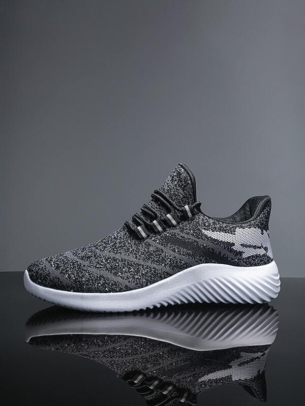 SHEIN Men's running shoes knit detail front strap - Negative Apparel