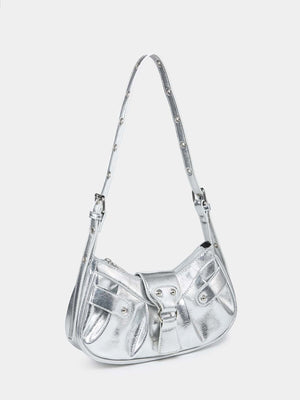 SHEIN Metallic Buckle Decor Hobo Bag For Girls - Negative Apparel