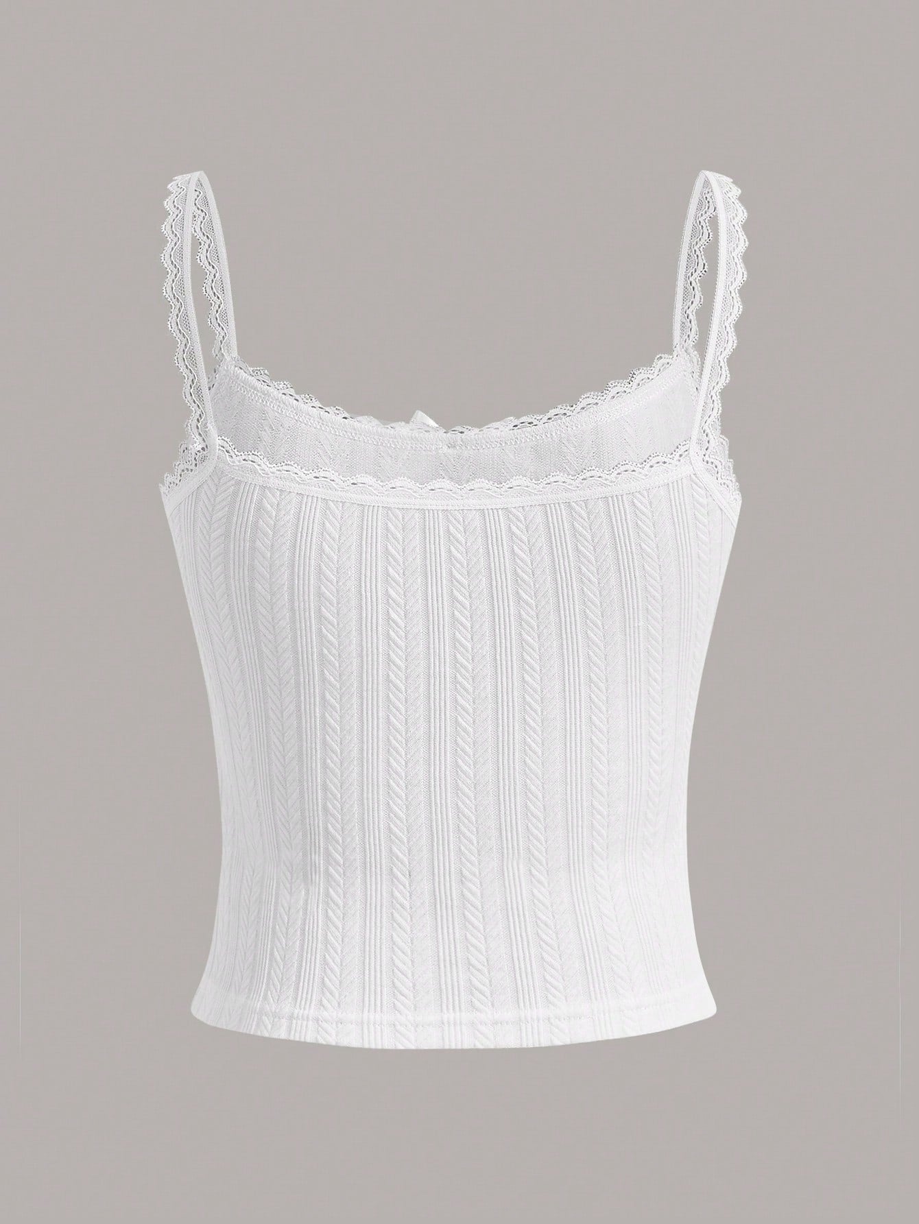 SHEIN MOD Lace Trim Knit Camisole Tank Top - Negative Apparel