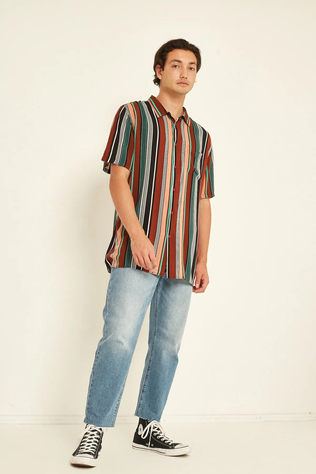 SHEIN Multi Color Lining Shirt - Negative Apparel