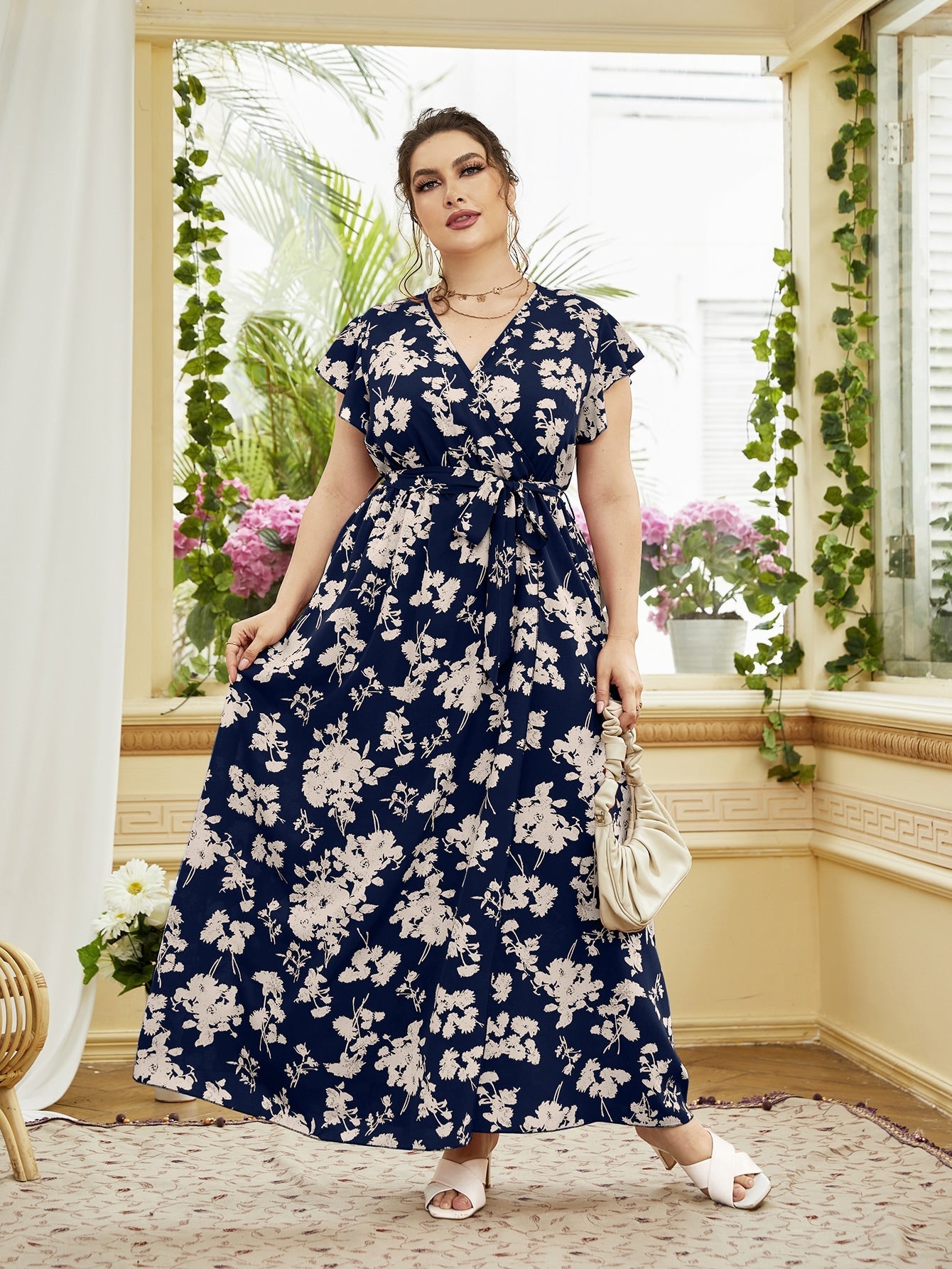 SHEIN Plus Floral Print Maxi Dress