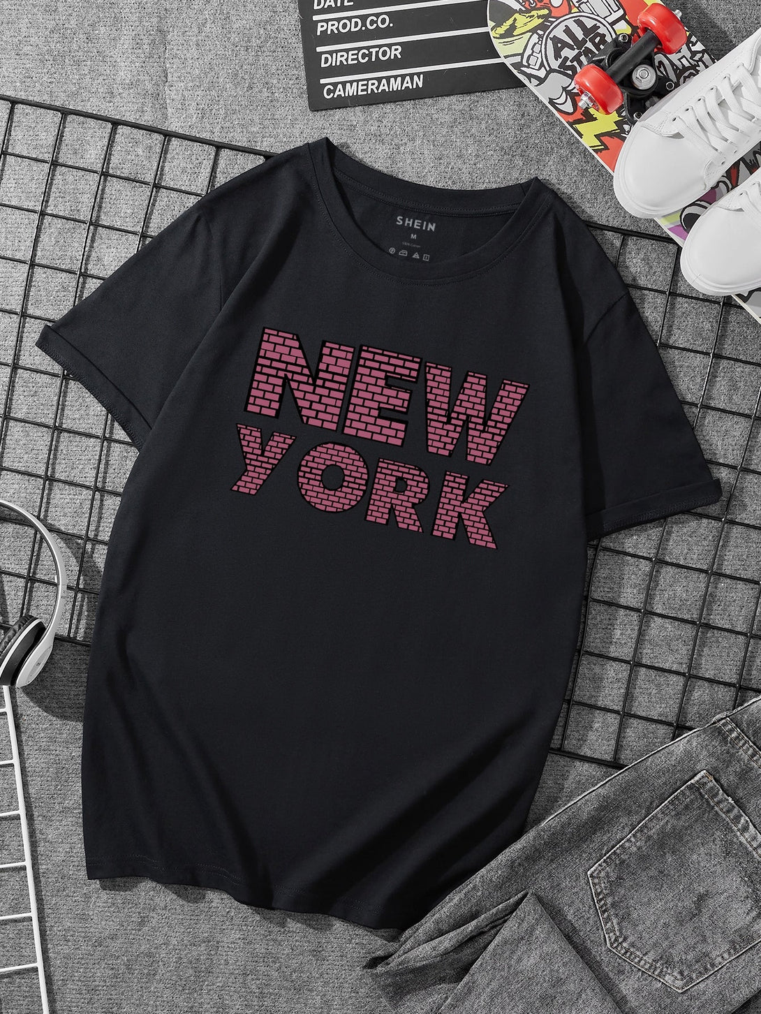 SHEIN New York Letter Graphic Tee - Negative Apparel