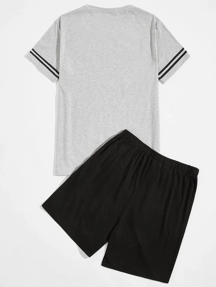 SHEIN Panda Print Top & Shorts PJ Set - Negative Apparel