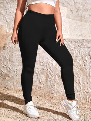 SHEIN Plus Elastic Waist Leggings - Negative Apparel