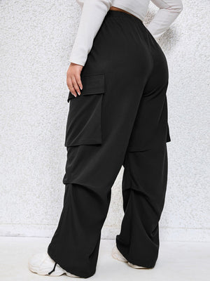 SHEIN Plus Flap Pocket Side Cargo Pants - Negative Apparel