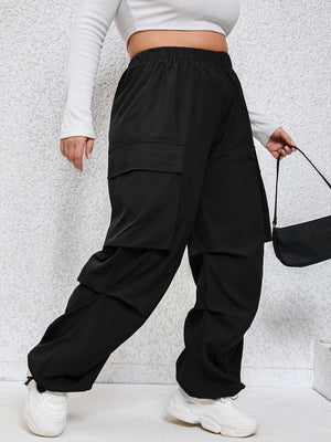 SHEIN Plus Flap Pocket Side Cargo Pants - Negative Apparel