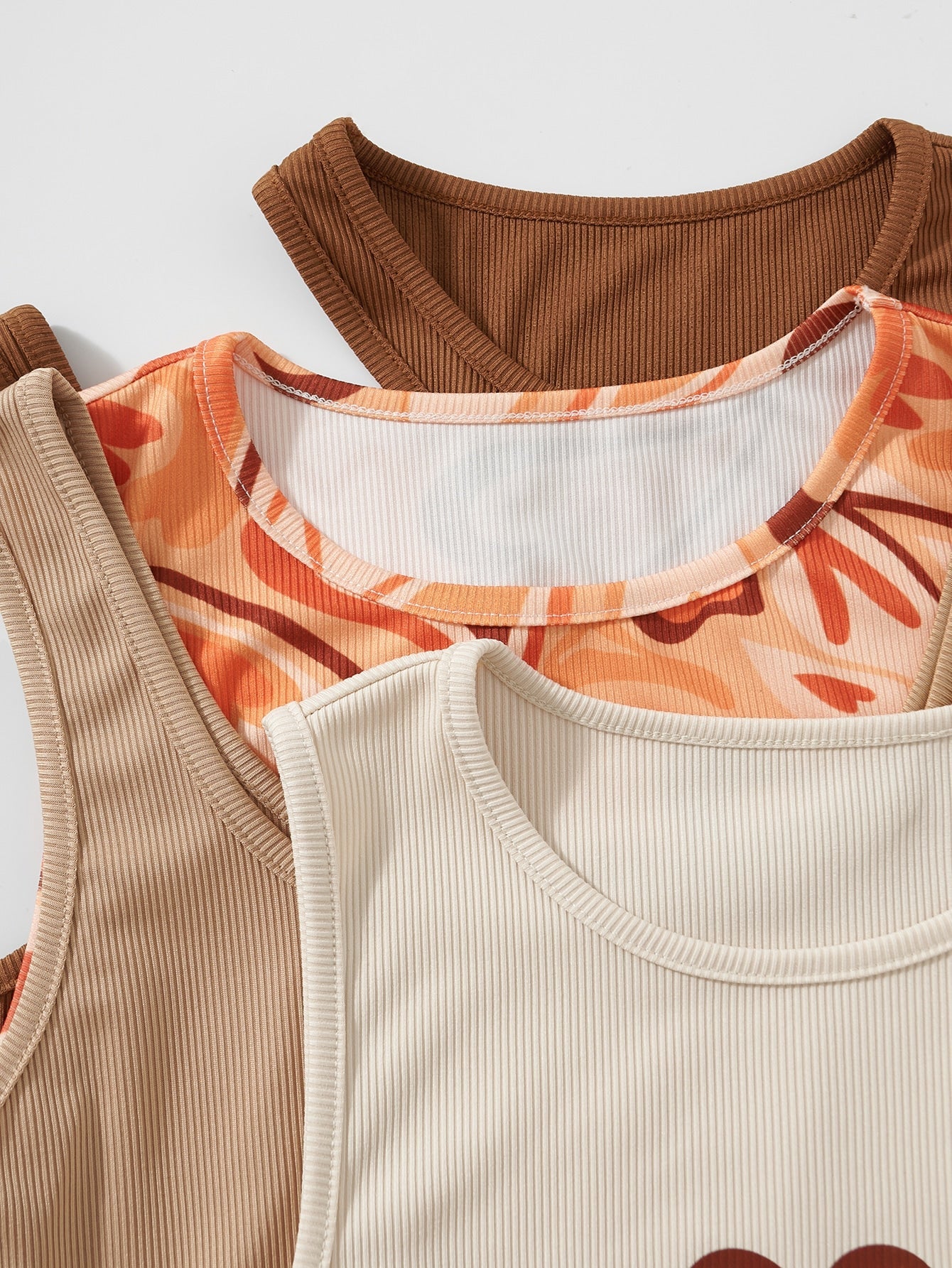SHEIN Qutie 4pcs Heart Print Drawstring Side Tank Top