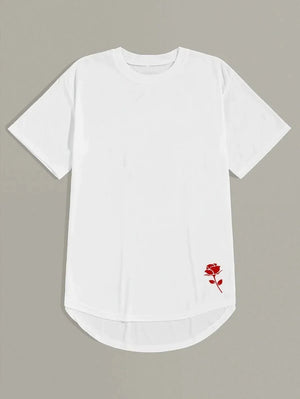 SHEIN Red Rose Extended T-Shirt - Negative Apparel