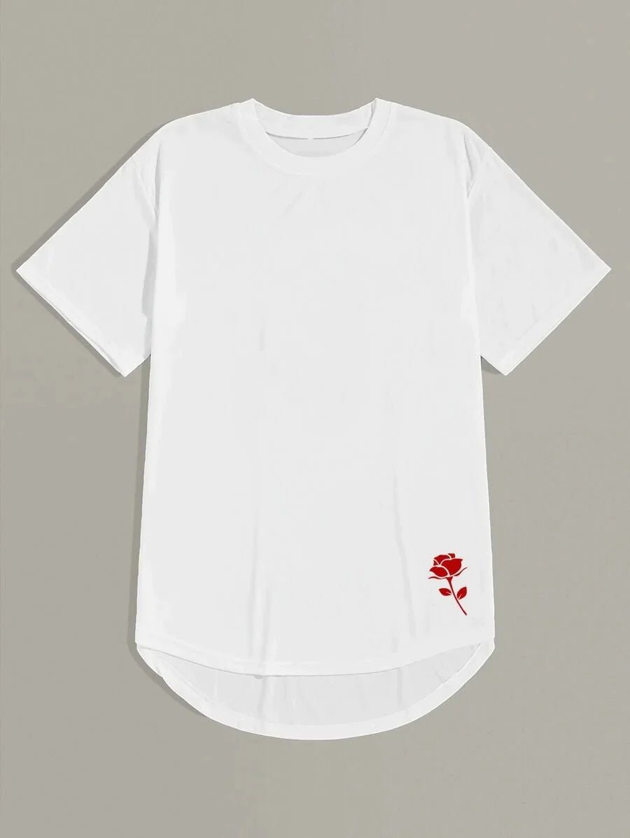 SHEIN Red Rose Extended T-Shirt - Negative Apparel