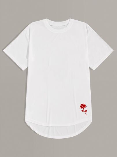 SHEIN Red Rose Extended T-Shirt - Negative Apparel