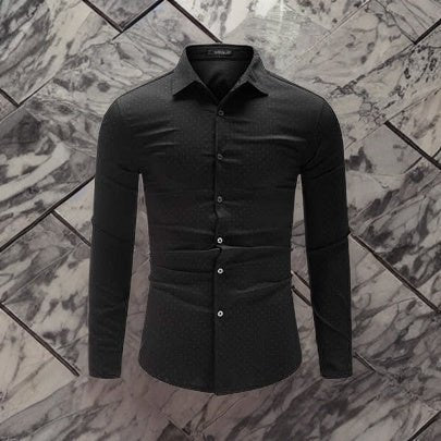 SHEIN Regular Fit Pattern Black Shirt - Negative Apparel